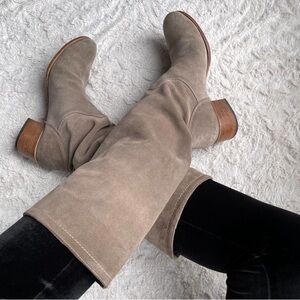 Alberto Fermani slouchy suede boots leather high taupe grey beige 39 8 8.5